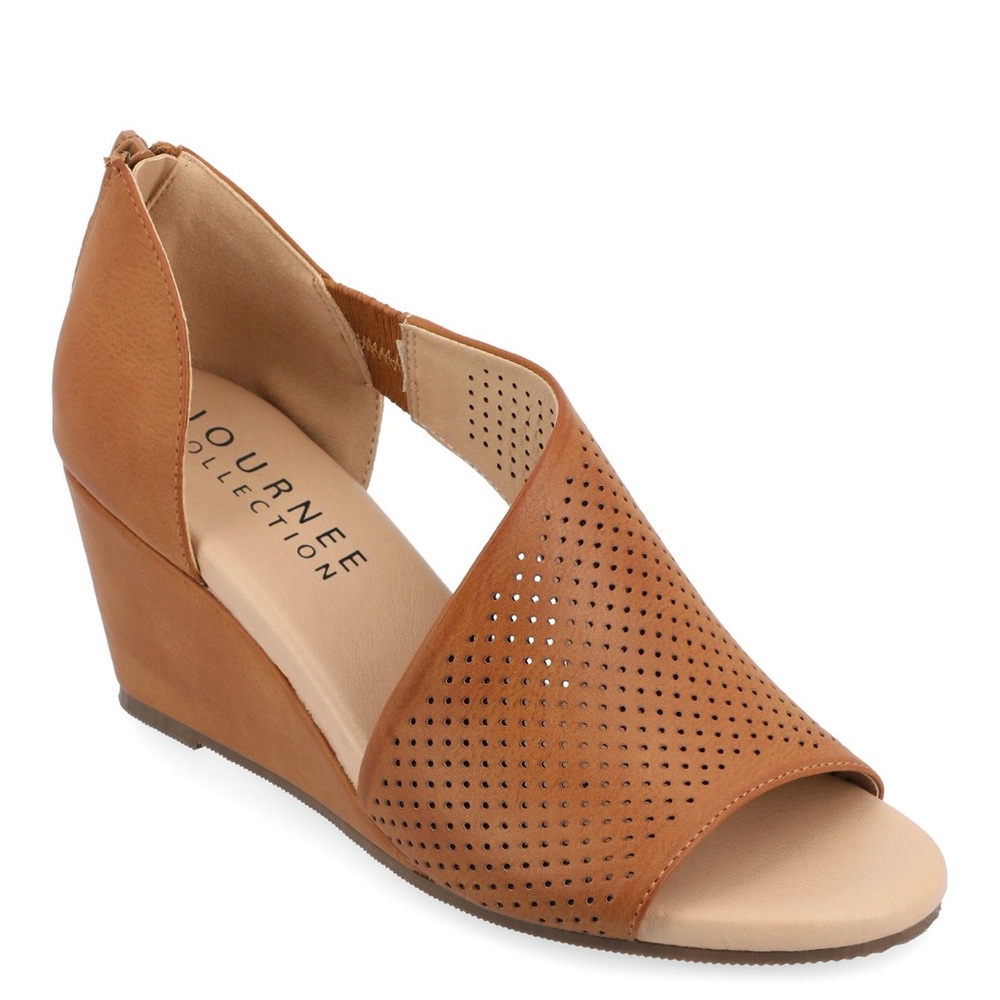 Aretha Wedge Sandals from Journee Collection - Cognac